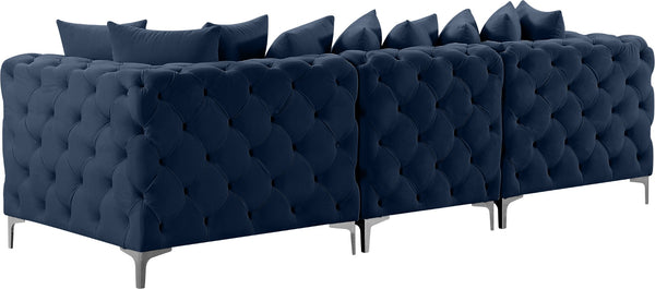 Tremblay Velvet / Engineered Wood / Metal / Foam Contemporary Navy Velvet Modular Sofa - 108" W x 39" D x 33" H