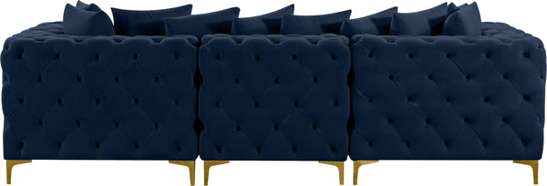Tremblay Velvet / Engineered Wood / Metal / Foam Contemporary Navy Velvet Modular Sofa - 108" W x 39" D x 33" H