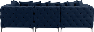 Tremblay Velvet / Engineered Wood / Metal / Foam Contemporary Navy Velvet Modular Sofa - 108" W x 39" D x 33" H