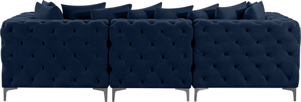 Tremblay Velvet / Engineered Wood / Metal / Foam Contemporary Navy Velvet Modular Sofa - 108" W x 39" D x 33" H