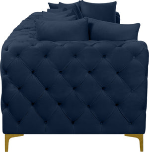 Tremblay Velvet / Engineered Wood / Metal / Foam Contemporary Navy Velvet Modular Sofa - 108" W x 39" D x 33" H