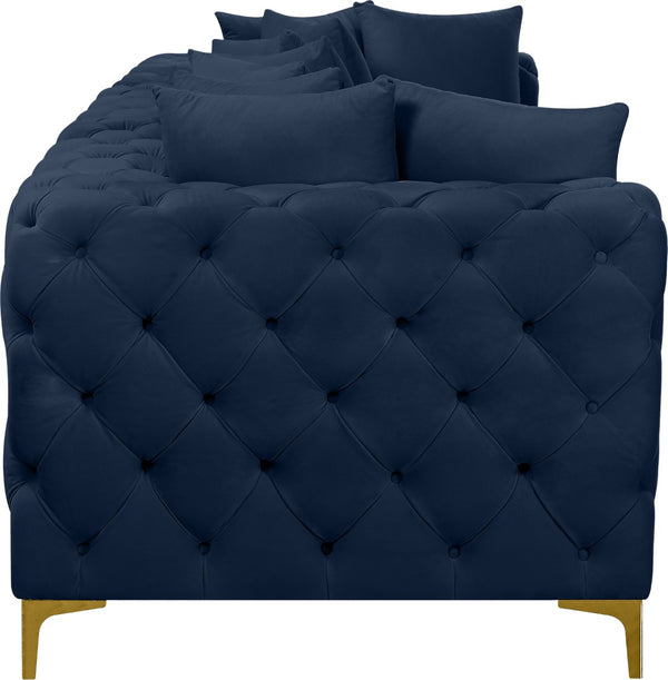 Tremblay Velvet / Engineered Wood / Metal / Foam Contemporary Navy Velvet Modular Sofa - 108" W x 39" D x 33" H