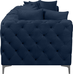 Tremblay Velvet / Engineered Wood / Metal / Foam Contemporary Navy Velvet Modular Sofa - 108" W x 39" D x 33" H