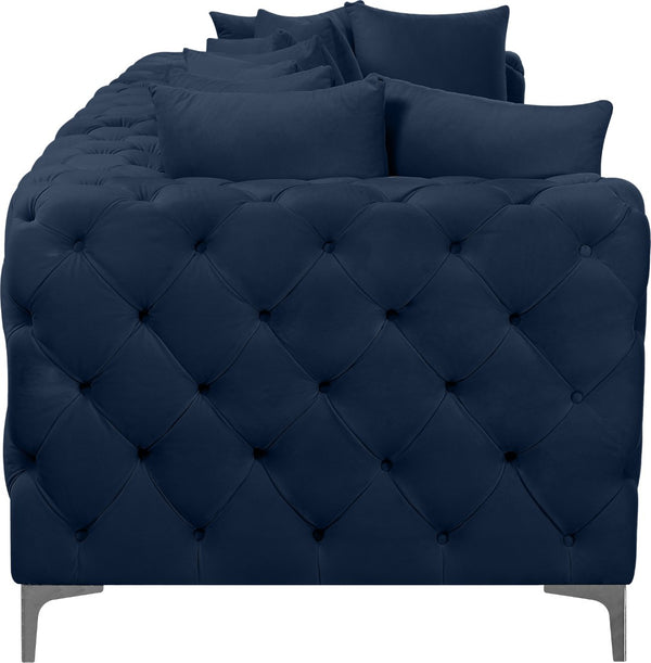 Tremblay Velvet / Engineered Wood / Metal / Foam Contemporary Navy Velvet Modular Sofa - 108" W x 39" D x 33" H