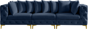 Tremblay Velvet / Engineered Wood / Metal / Foam Contemporary Navy Velvet Modular Sofa - 108" W x 39" D x 33" H