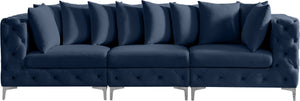 Tremblay Velvet / Engineered Wood / Metal / Foam Contemporary Navy Velvet Modular Sofa - 108" W x 39" D x 33" H