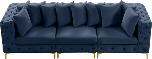 Tremblay Velvet / Engineered Wood / Metal / Foam Contemporary Navy Velvet Modular Sofa - 108" W x 39" D x 33" H