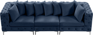 Tremblay Velvet / Engineered Wood / Metal / Foam Contemporary Navy Velvet Modular Sofa - 108" W x 39" D x 33" H