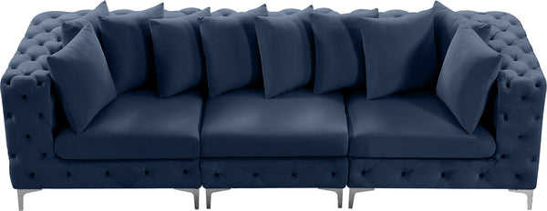 Tremblay Velvet / Engineered Wood / Metal / Foam Contemporary Navy Velvet Modular Sofa - 108" W x 39" D x 33" H