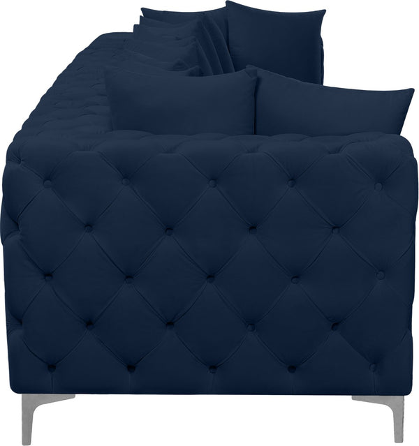 Tremblay Velvet / Engineered Wood / Metal / Foam Contemporary Navy Velvet Modular Sofa - 138" W x 39" D x 33" H