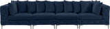 Tremblay Velvet / Engineered Wood / Metal / Foam Contemporary Navy Velvet Modular Sofa - 138" W x 39" D x 33" H