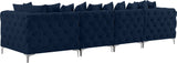 Tremblay Velvet / Engineered Wood / Metal / Foam Contemporary Navy Velvet Modular Sofa - 138" W x 39" D x 33" H