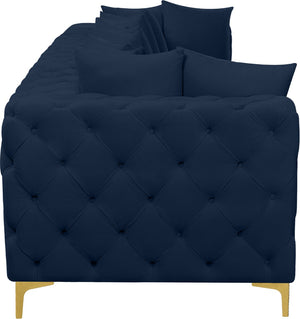 Tremblay Velvet / Engineered Wood / Metal / Foam Contemporary Navy Velvet Modular Sofa - 138" W x 39" D x 33" H