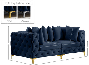 Tremblay Velvet / Engineered Wood / Metal / Foam Contemporary Navy Velvet Modular Sofa - 78" W x 39" D x 33" H