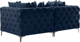 Tremblay Velvet / Engineered Wood / Metal / Foam Contemporary Navy Velvet Modular Sofa - 78" W x 39" D x 33" H
