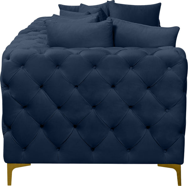 Tremblay Velvet / Engineered Wood / Metal / Foam Contemporary Navy Velvet Modular Sofa - 78" W x 39" D x 33" H