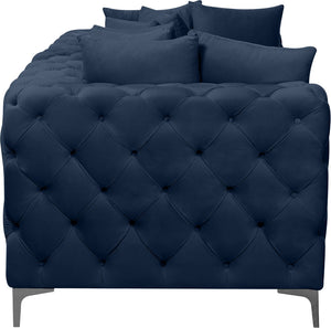 Tremblay Velvet / Engineered Wood / Metal / Foam Contemporary Navy Velvet Modular Sofa - 78" W x 39" D x 33" H