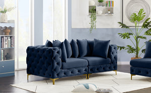 Tremblay Velvet / Engineered Wood / Metal / Foam Contemporary Navy Velvet Modular Sofa - 78" W x 39" D x 33" H