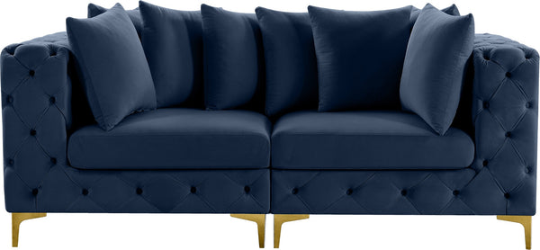 Tremblay Velvet / Engineered Wood / Metal / Foam Contemporary Navy Velvet Modular Sofa - 78" W x 39" D x 33" H