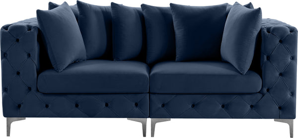 Tremblay Velvet / Engineered Wood / Metal / Foam Contemporary Navy Velvet Modular Sofa - 78" W x 39" D x 33" H