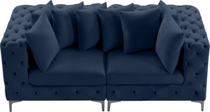 Tremblay Velvet / Engineered Wood / Metal / Foam Contemporary Navy Velvet Modular Sofa - 78" W x 39" D x 33" H
