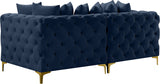 Tremblay Velvet / Engineered Wood / Metal / Foam Contemporary Navy Velvet Modular Sofa - 78" W x 39" D x 33" H