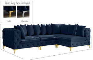 Tremblay Velvet / Engineered Wood / Metal / Foam Contemporary Navy Velvet Modular Sectional - 108" W x 69" D x 33" H