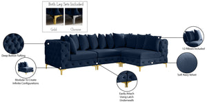 Tremblay Velvet / Engineered Wood / Metal / Foam Contemporary Navy Velvet Modular Sectional - 108" W x 69" D x 33" H