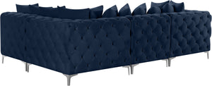 Tremblay Velvet / Engineered Wood / Metal / Foam Contemporary Navy Velvet Modular Sectional - 108" W x 69" D x 33" H