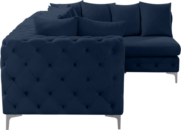 Tremblay Velvet / Engineered Wood / Metal / Foam Contemporary Navy Velvet Modular Sectional - 108" W x 69" D x 33" H