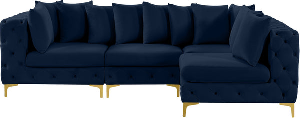 Tremblay Velvet / Engineered Wood / Metal / Foam Contemporary Navy Velvet Modular Sectional - 108" W x 69" D x 33" H