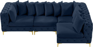 Tremblay Velvet / Engineered Wood / Metal / Foam Contemporary Navy Velvet Modular Sectional - 108" W x 69" D x 33" H