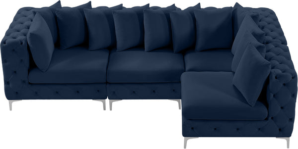 Tremblay Velvet / Engineered Wood / Metal / Foam Contemporary Navy Velvet Modular Sectional - 108" W x 69" D x 33" H