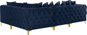 Tremblay Velvet / Engineered Wood / Metal / Foam Contemporary Navy Velvet Modular Sectional - 108" W x 69" D x 33" H