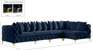 Tremblay Velvet / Engineered Wood / Metal / Foam Contemporary Navy Velvet Modular Sectional - 138" W x 69" D x 33" H