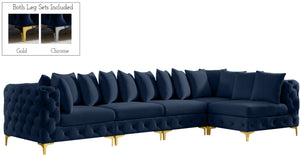 Tremblay Velvet / Engineered Wood / Metal / Foam Contemporary Navy Velvet Modular Sectional - 138" W x 69" D x 33" H