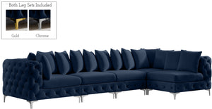 Tremblay Velvet / Engineered Wood / Metal / Foam Contemporary Navy Velvet Modular Sectional - 138" W x 69" D x 33" H