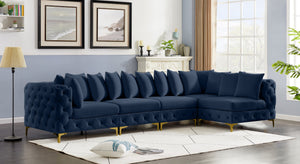 Tremblay Velvet / Engineered Wood / Metal / Foam Contemporary Navy Velvet Modular Sectional - 138" W x 69" D x 33" H
