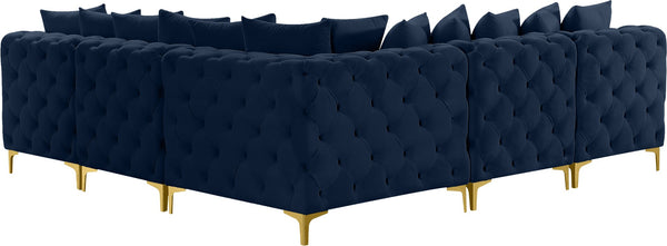 Tremblay Velvet / Engineered Wood / Metal / Foam Contemporary Navy Velvet Modular Sectional - 99" W x 99" D x 33" H