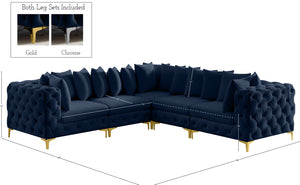 Tremblay Velvet / Engineered Wood / Metal / Foam Contemporary Navy Velvet Modular Sectional - 108" W x 108" D x 33" H