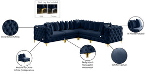 Tremblay Velvet / Engineered Wood / Metal / Foam Contemporary Navy Velvet Modular Sectional - 108" W x 108" D x 33" H
