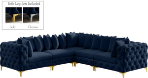 Tremblay Velvet / Engineered Wood / Metal / Foam Contemporary Navy Velvet Modular Sectional - 108" W x 108" D x 33" H