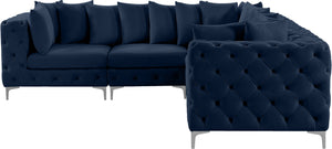 Tremblay Velvet / Engineered Wood / Metal / Foam Contemporary Navy Velvet Modular Sectional - 108" W x 108" D x 33" H