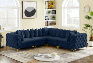 Tremblay Velvet / Engineered Wood / Metal / Foam Contemporary Navy Velvet Modular Sectional - 108" W x 108" D x 33" H