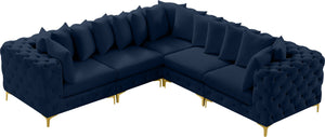 Tremblay Velvet / Engineered Wood / Metal / Foam Contemporary Navy Velvet Modular Sectional - 108" W x 108" D x 33" H