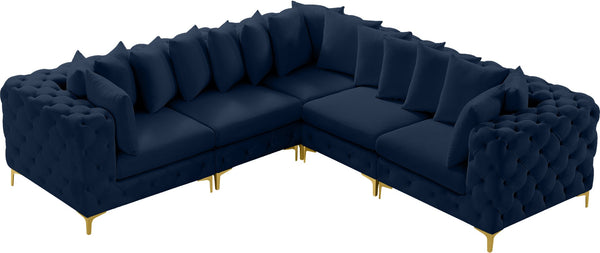 Tremblay Velvet / Engineered Wood / Metal / Foam Contemporary Navy Velvet Modular Sectional - 108" W x 108" D x 33" H
