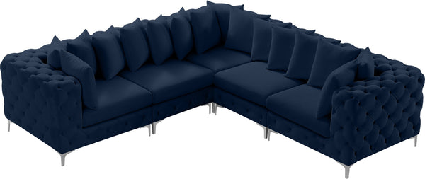 Tremblay Velvet / Engineered Wood / Metal / Foam Contemporary Navy Velvet Modular Sectional - 108" W x 108" D x 33" H