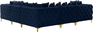 Tremblay Velvet / Engineered Wood / Metal / Foam Contemporary Navy Velvet Modular Sectional - 108" W x 108" D x 33" H
