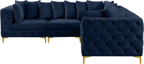 Tremblay Velvet / Engineered Wood / Metal / Foam Contemporary Navy Velvet Modular Sectional - 108" W x 108" D x 33" H