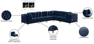 Tremblay Velvet / Engineered Wood / Metal / Foam Contemporary Navy Velvet Modular Sectional - 138" W x 108" D x 33" H